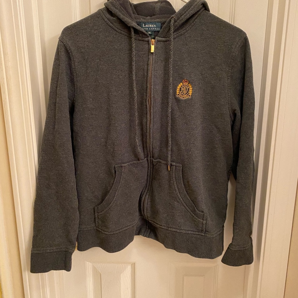 Lauren Ralph Lauren full zip hoodie jacket sweatshirt cotton medium crest